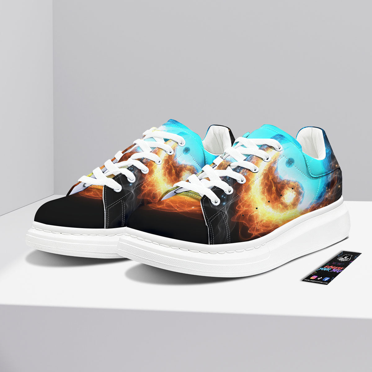 Ice And Fire Sparkle Yin Yang Print Platform Shoes-grizzshop