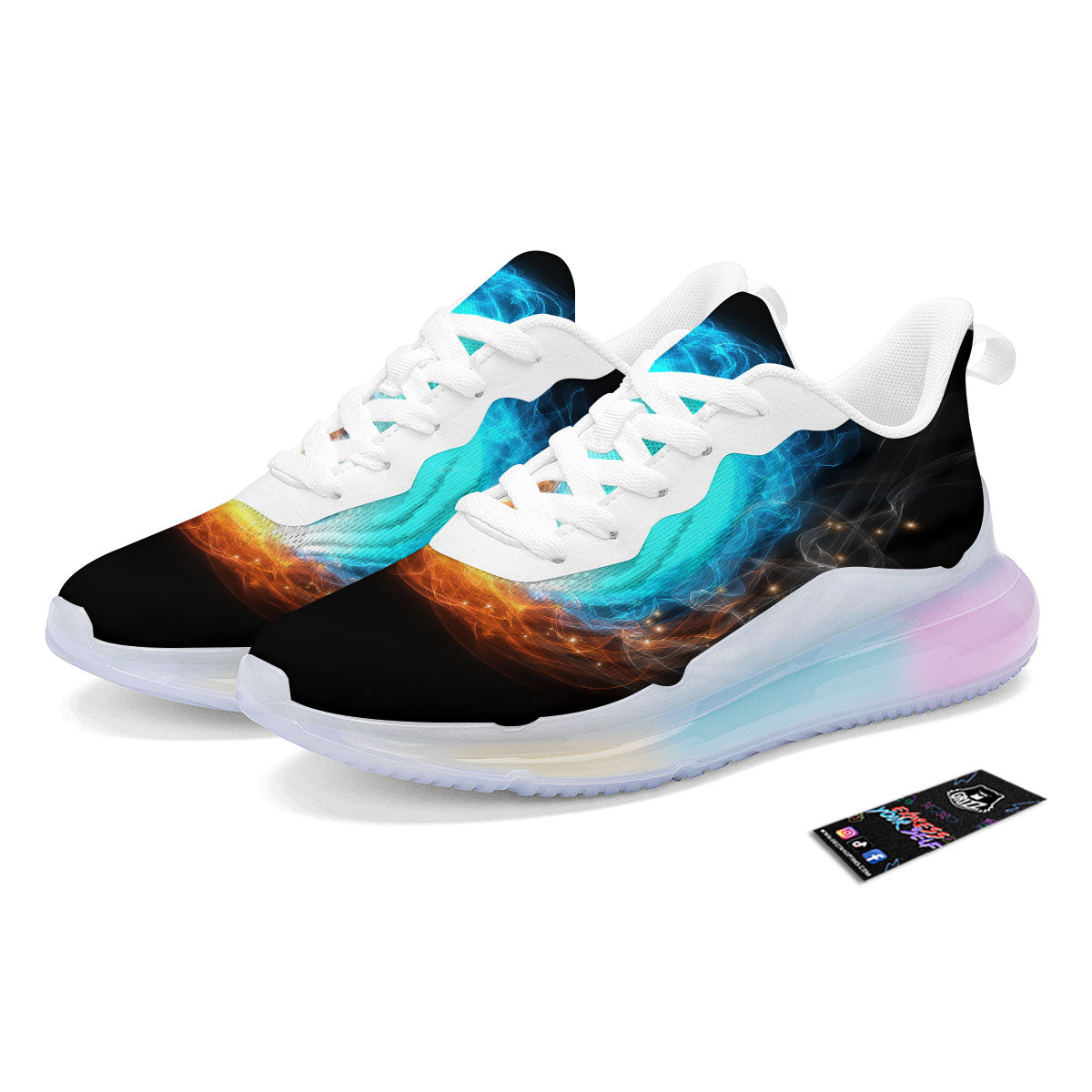 Ice And Fire Sparkle Yin Yang Print Running Sneakers-grizzshop