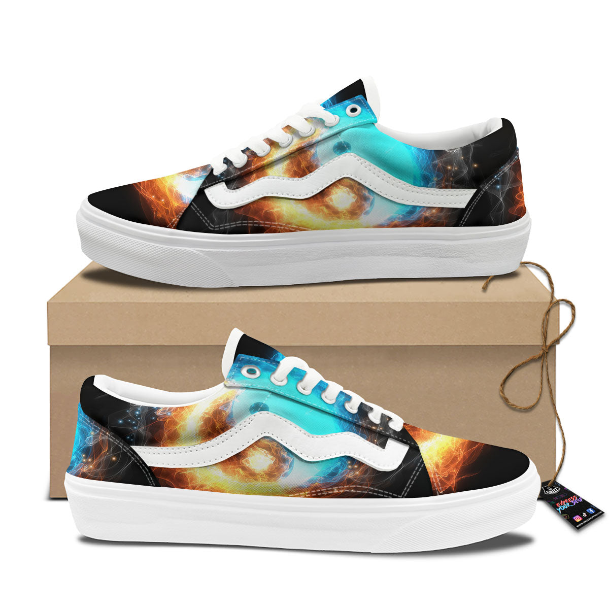 Ice And Fire Sparkle Yin Yang Print Skate Shoes-grizzshop
