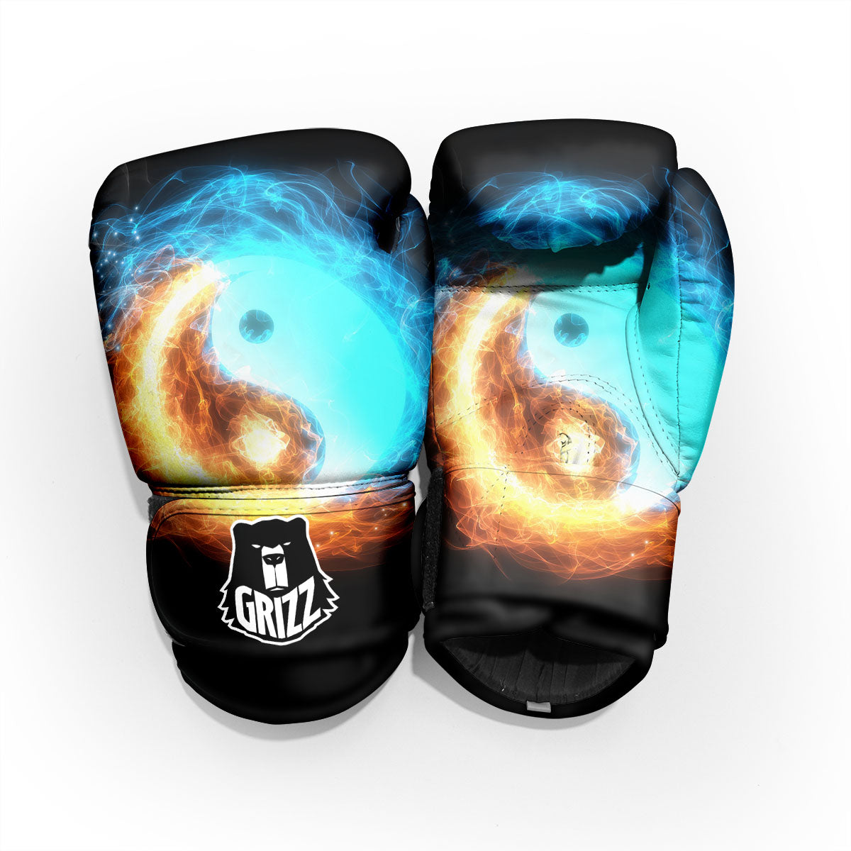 Ice And Fire Sparkle Yin Yang Print Pro Boxing Glove