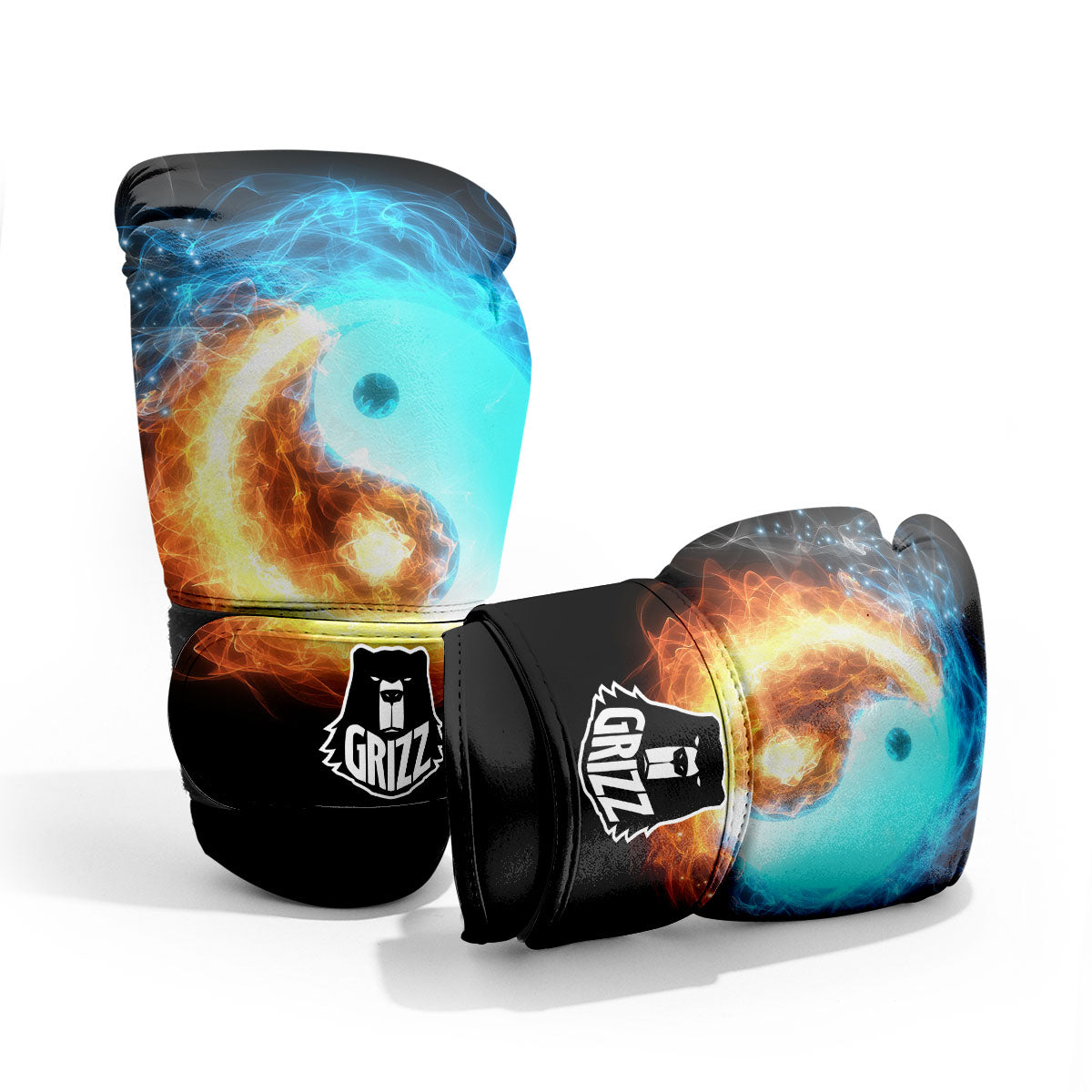 Ice And Fire Sparkle Yin Yang Print Pro Boxing Glove