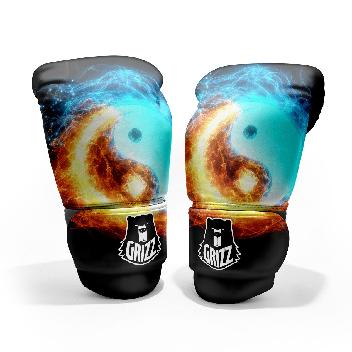 Ice And Fire Sparkle Yin Yang Print Pro Boxing Glove