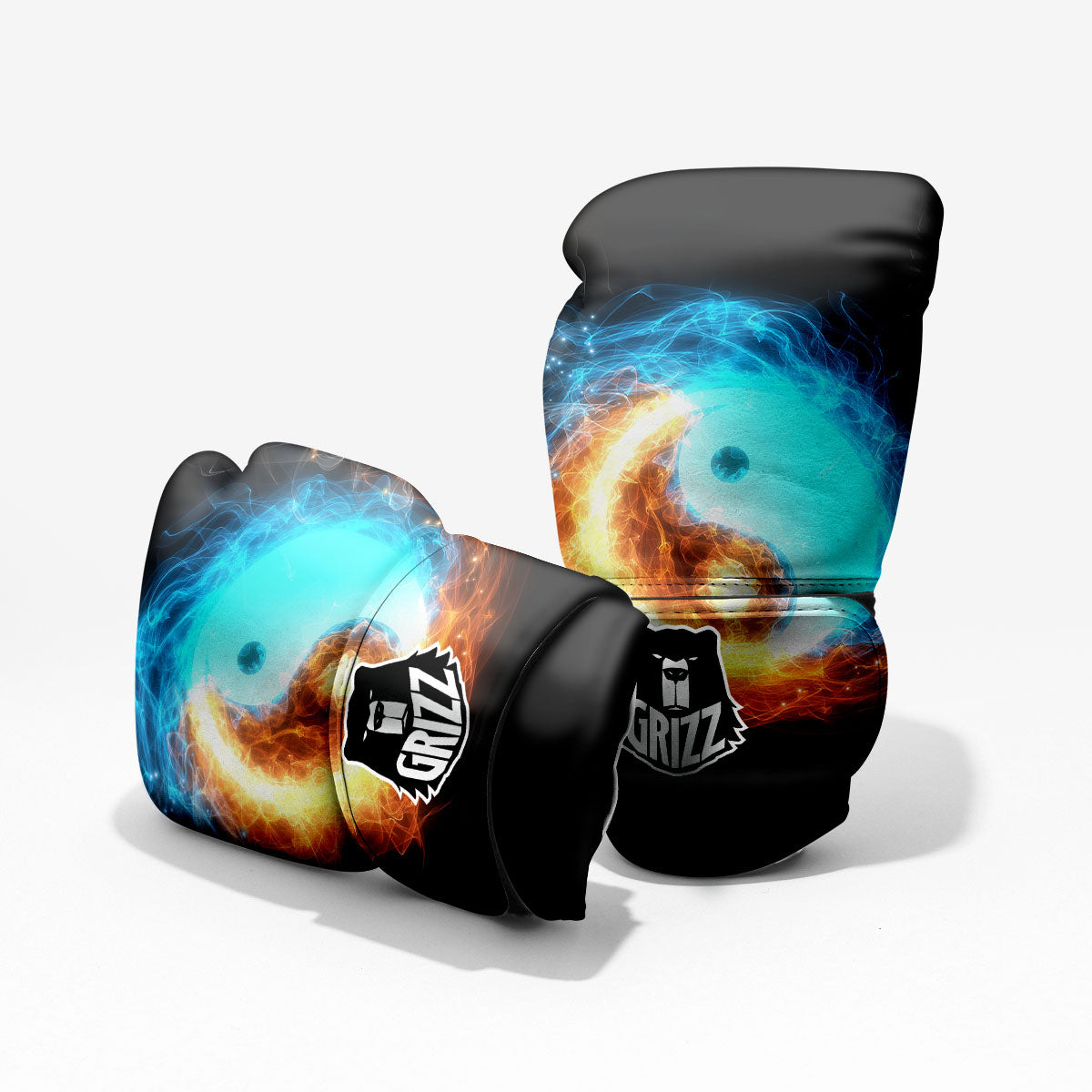 Ice And Fire Sparkle Yin Yang Print Pro Boxing Glove