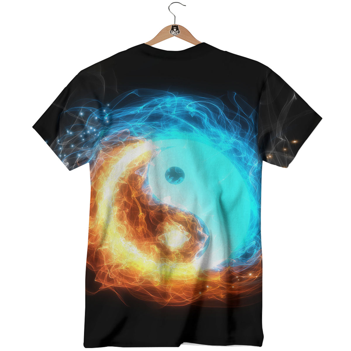 Ice And Fire Sparkle Yin Yang Print T-Shirt-grizzshop