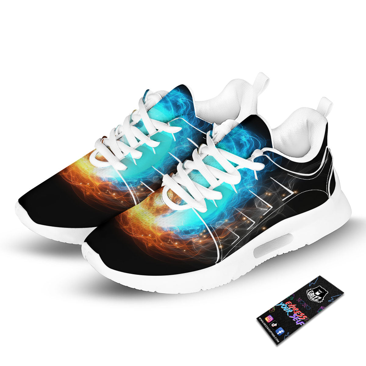 Ice And Fire Sparkle Yin Yang Print Tennis Shoes-grizzshop