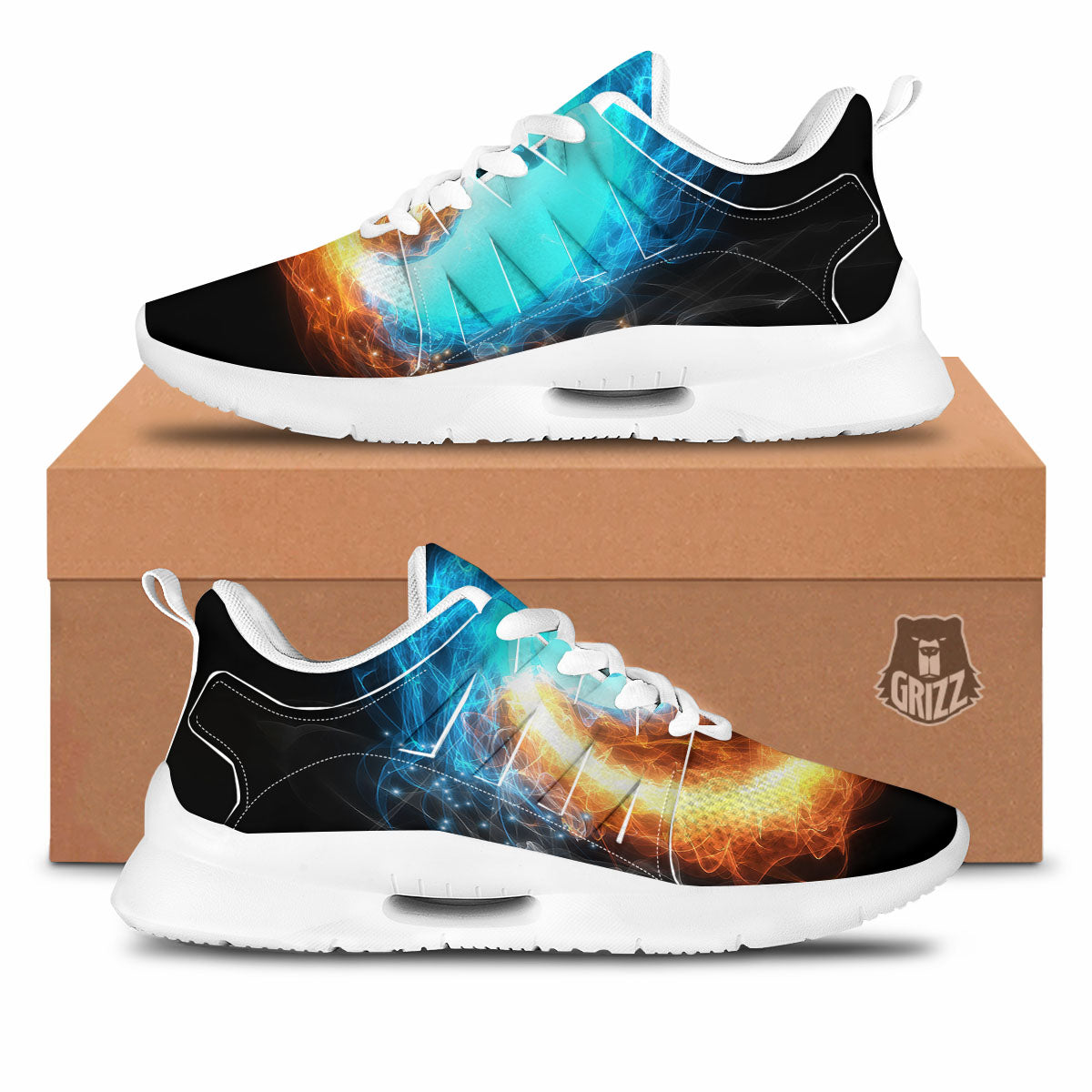 Ice And Fire Sparkle Yin Yang Print Tennis Shoes-grizzshop