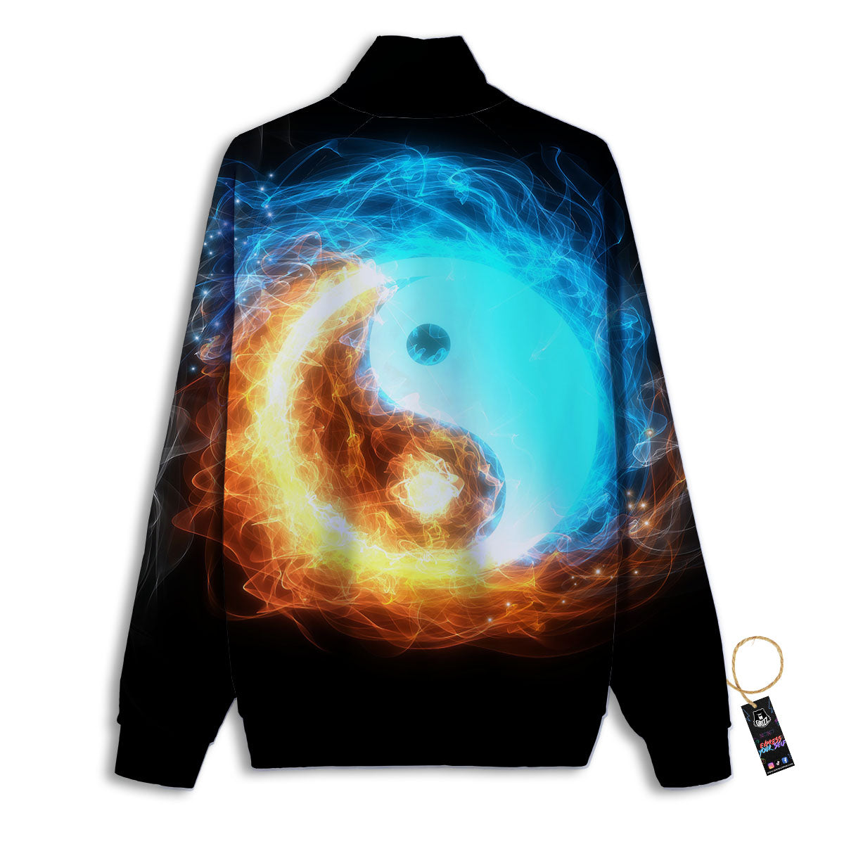 Ice And Fire Sparkle Yin Yang Print Track Jacket-grizzshop