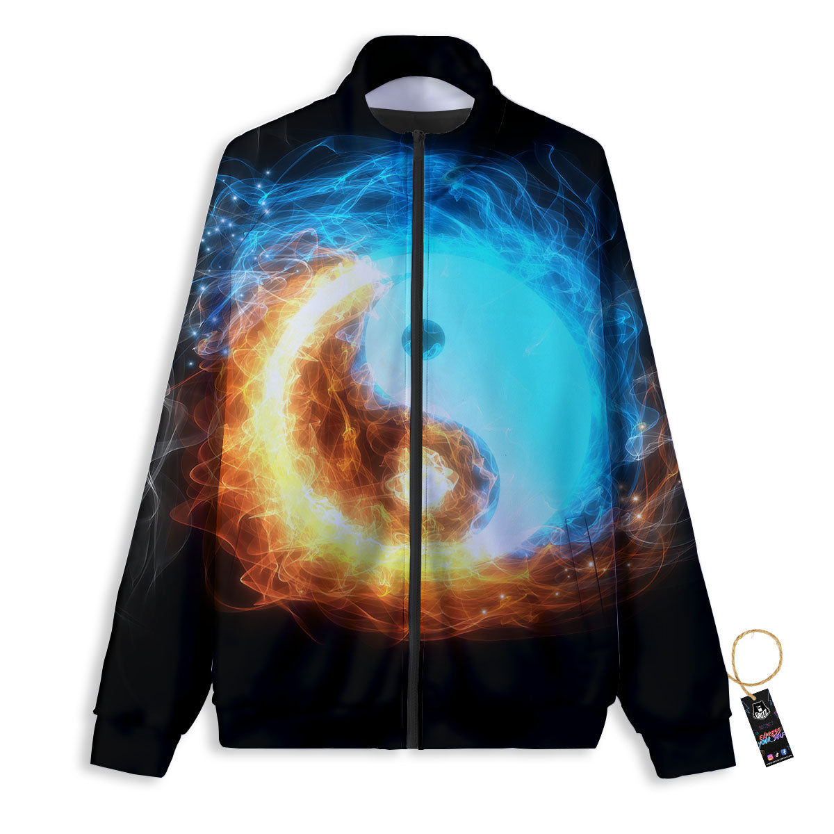 Ice And Fire Sparkle Yin Yang Print Track Jacket-grizzshop