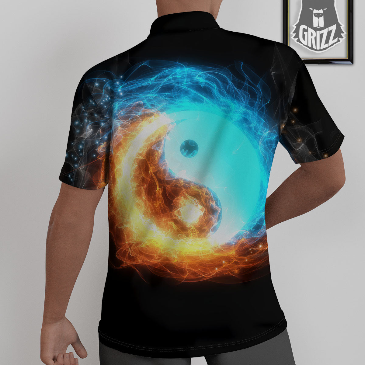 Ice And Fire Sparkle Yin Yang Print Untucked Shirts-grizzshop