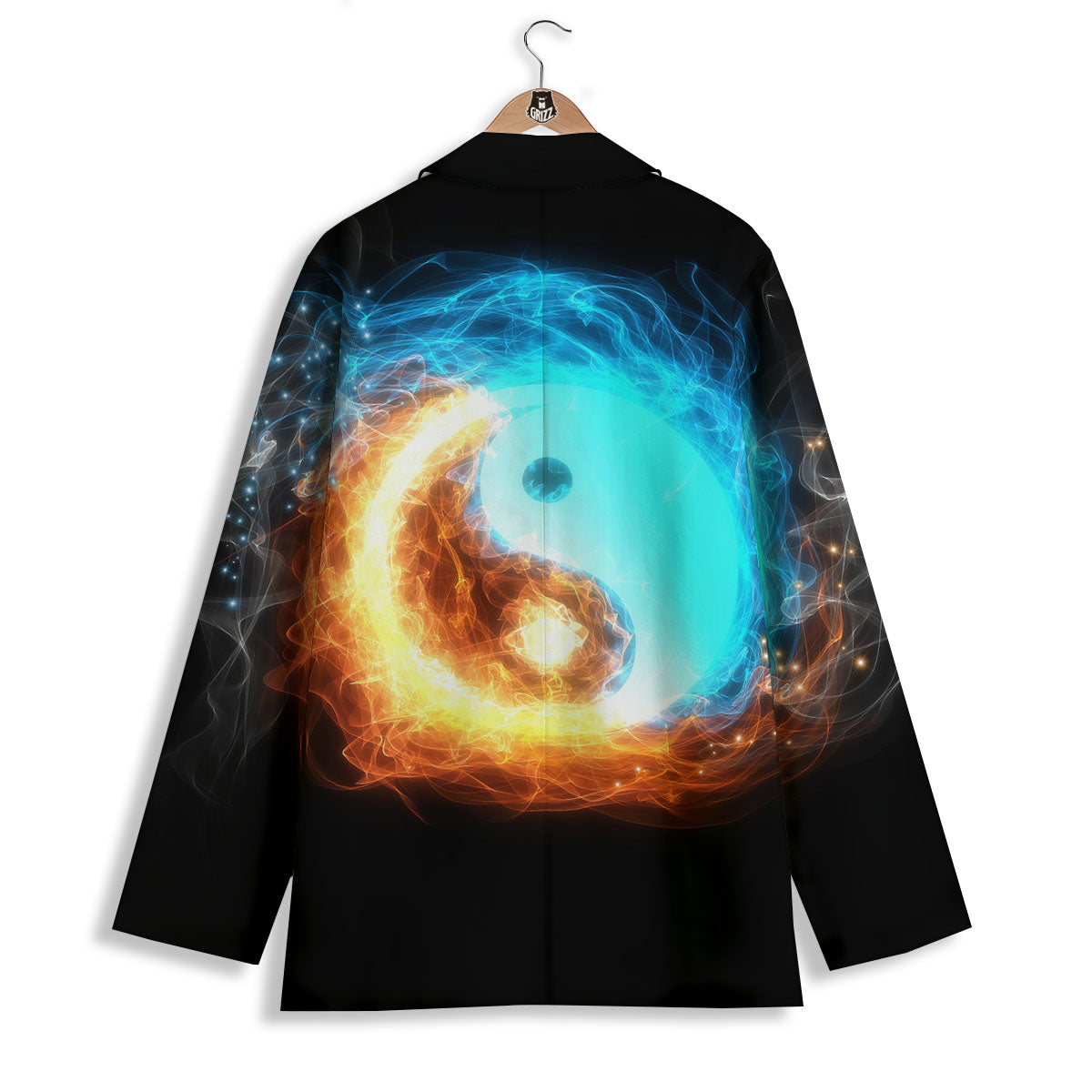 Ice And Fire Sparkle Yin Yang Print Women's Blazer-grizzshop