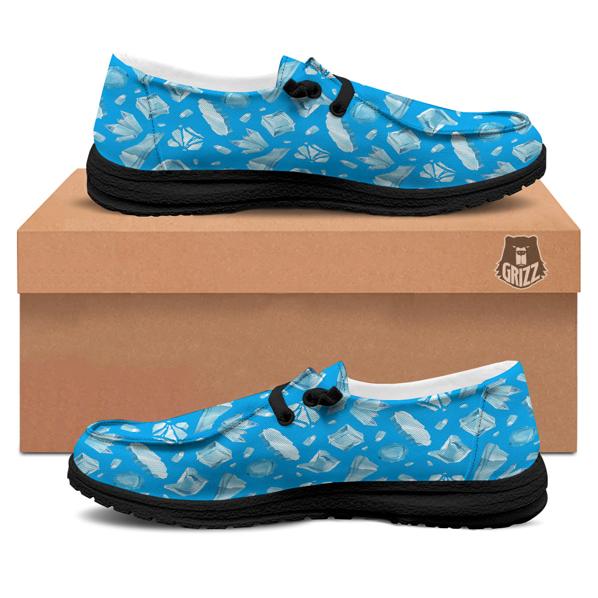 Ice Caps Snowdrifts And Icicles Print Pattern Black Loafers-grizzshop