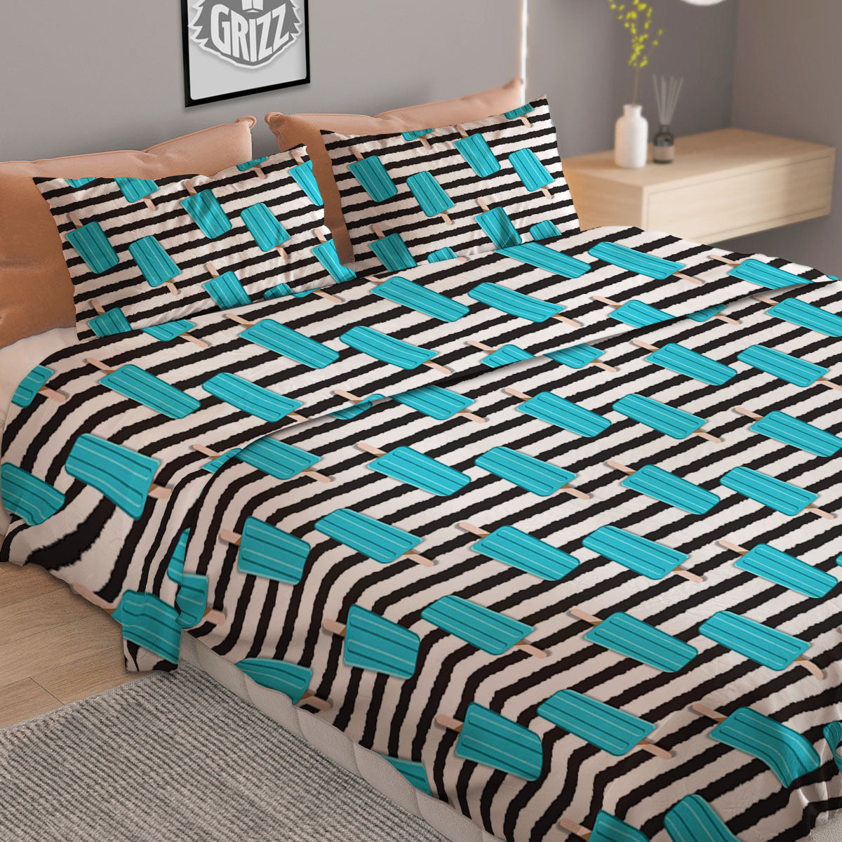 Halloween Cute Dino Print Pattern Duvet Cover Bedding Set