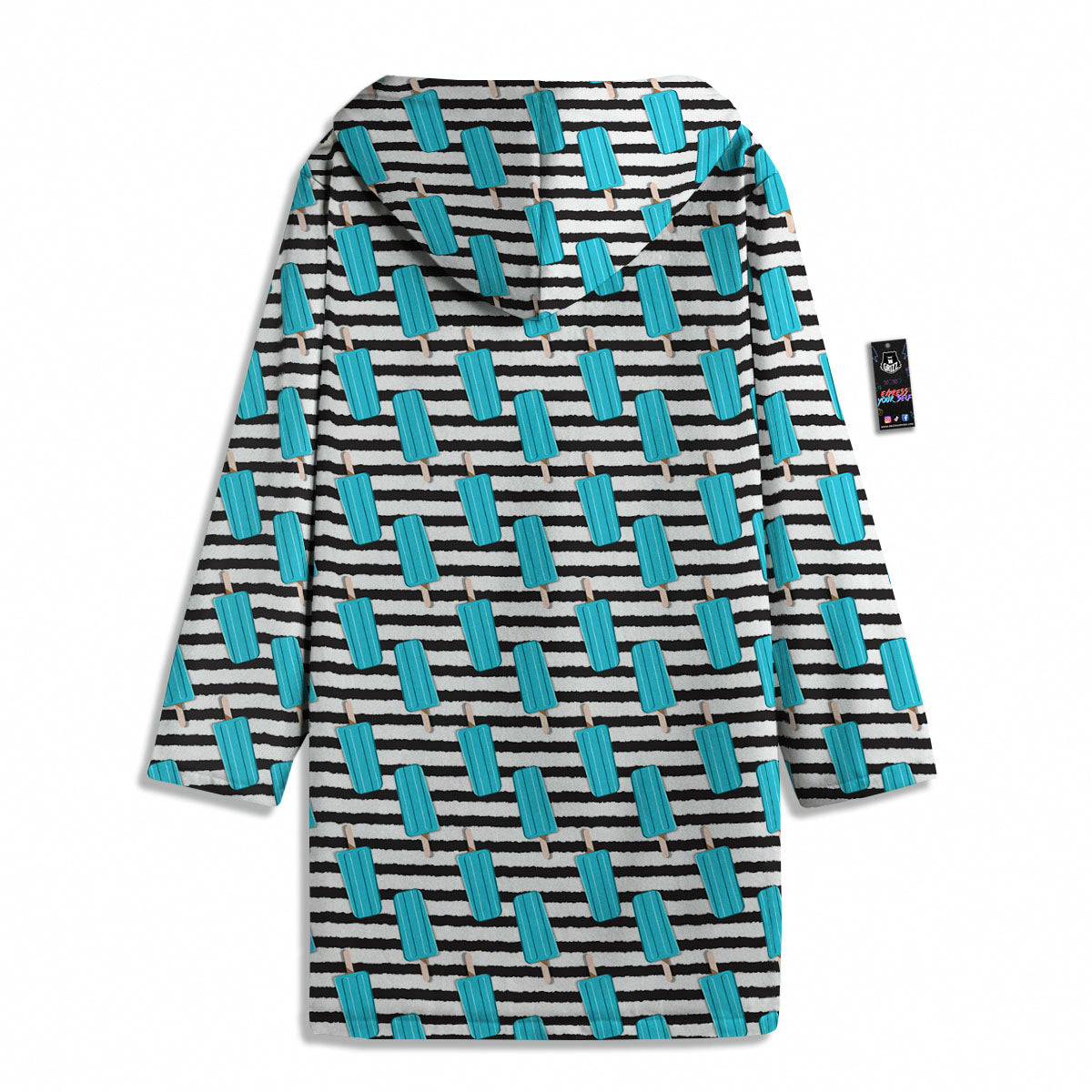 Ice Cream Black Striped Print Pattern Men's Windbreaker Jacket-grizzshop