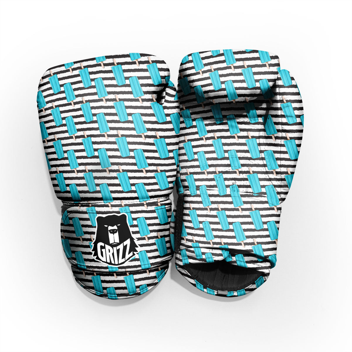 Ice Cream Black Striped Print Pattern Pro Boxing Glove