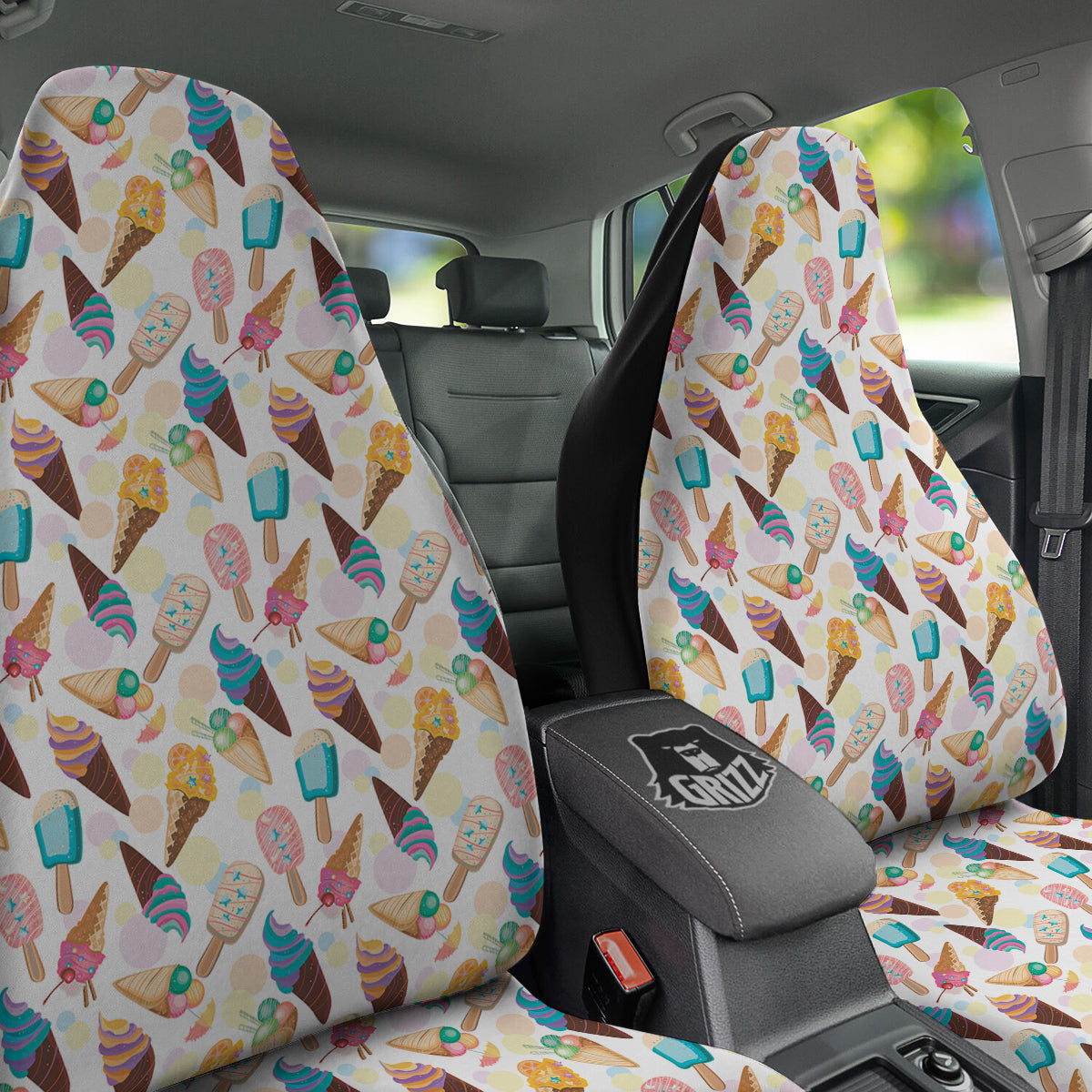 Ice Cream Cones Pastel Print Pattern Car Seat Covers-grizzshop