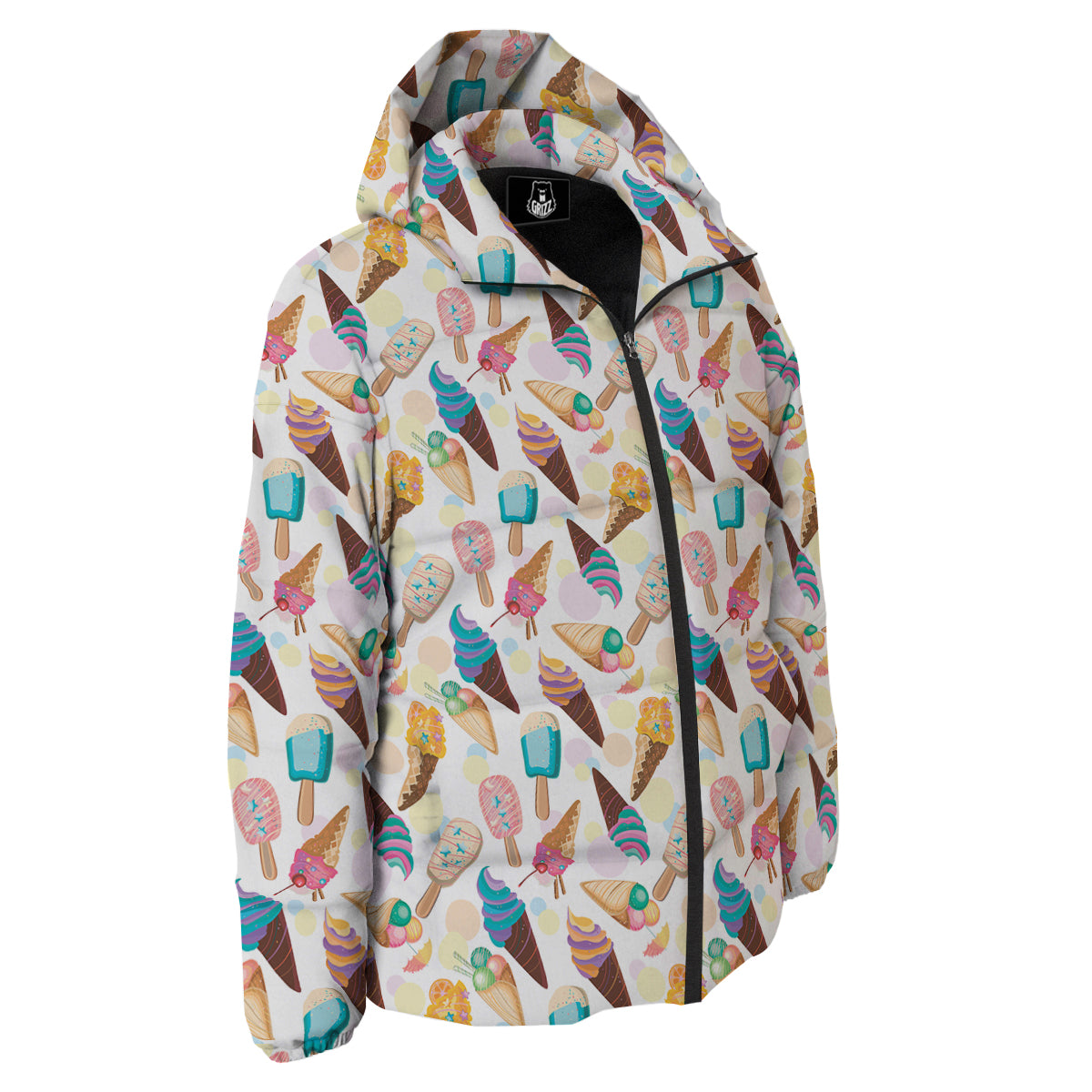 Ice Cream Cones Pastel Print Pattern Down Jacket-grizzshop