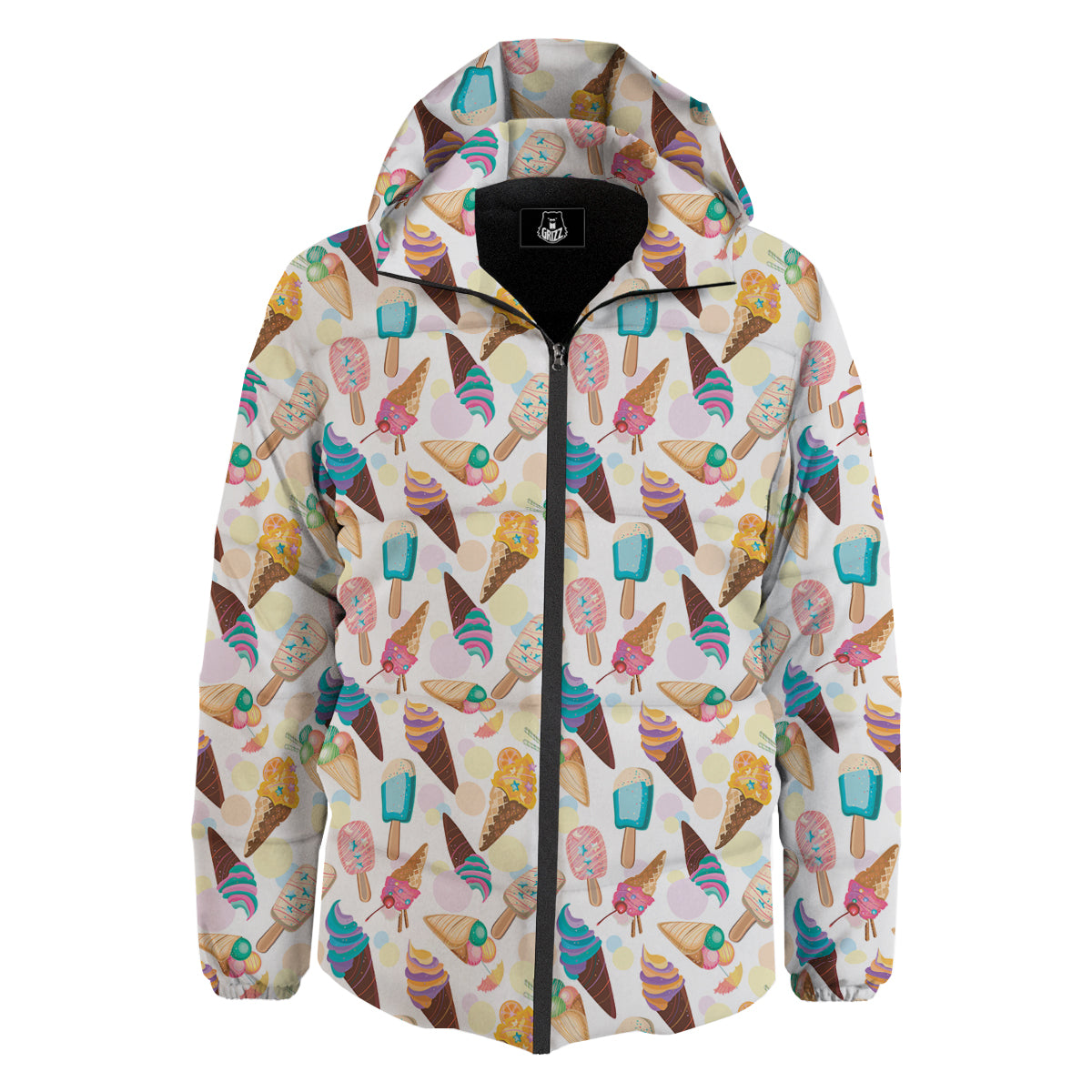 Ice Cream Cones Pastel Print Pattern Down Jacket-grizzshop