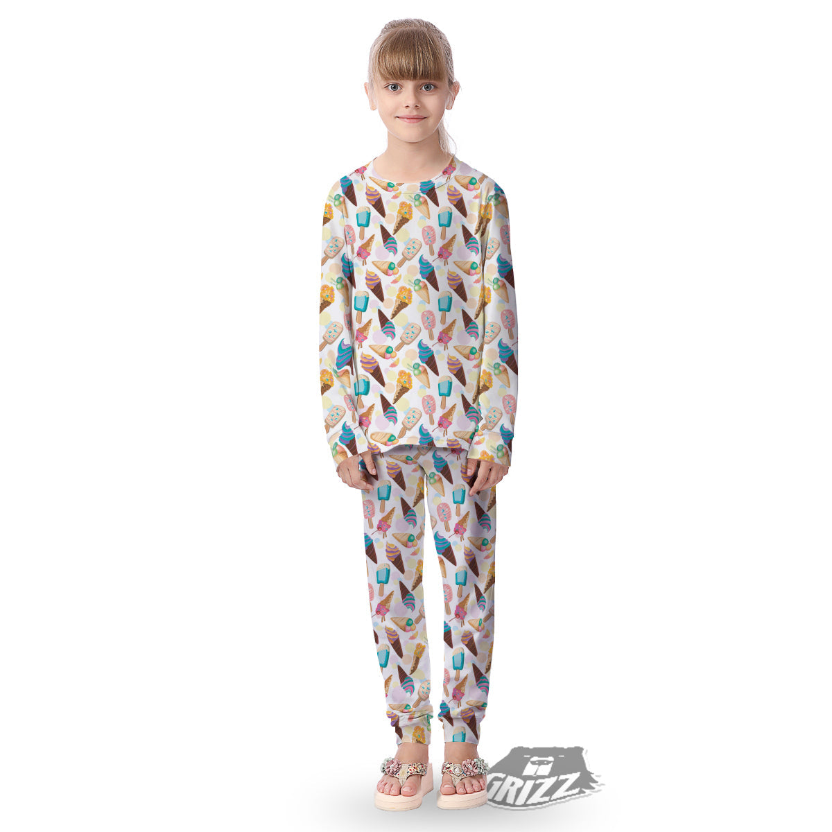 Ice Cream Cones Pastel Print Pattern Kid's Pajamas-grizzshop