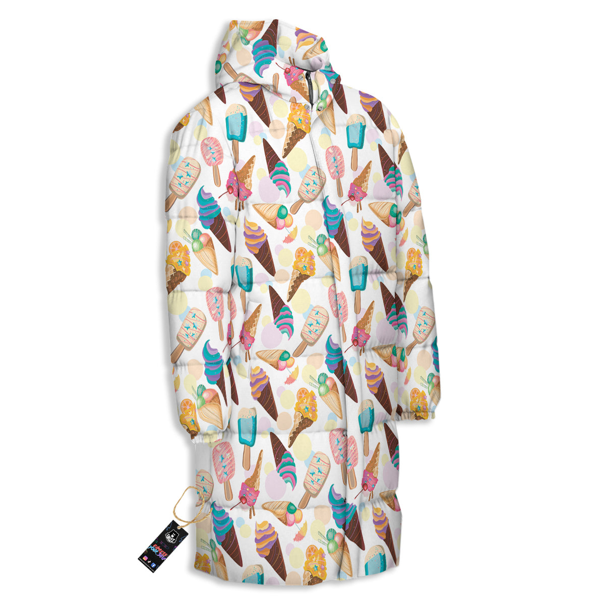 Ice Cream Cones Pastel Print Pattern Long Down Jacket-grizzshop