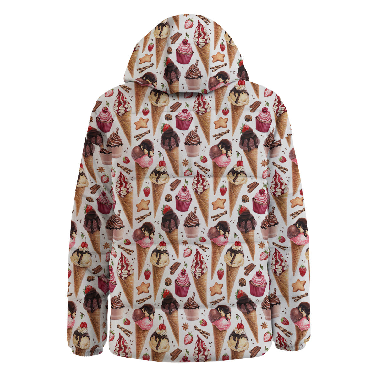 Ice Cream Cones Watercolor Print Pattern Down Jacket-grizzshop
