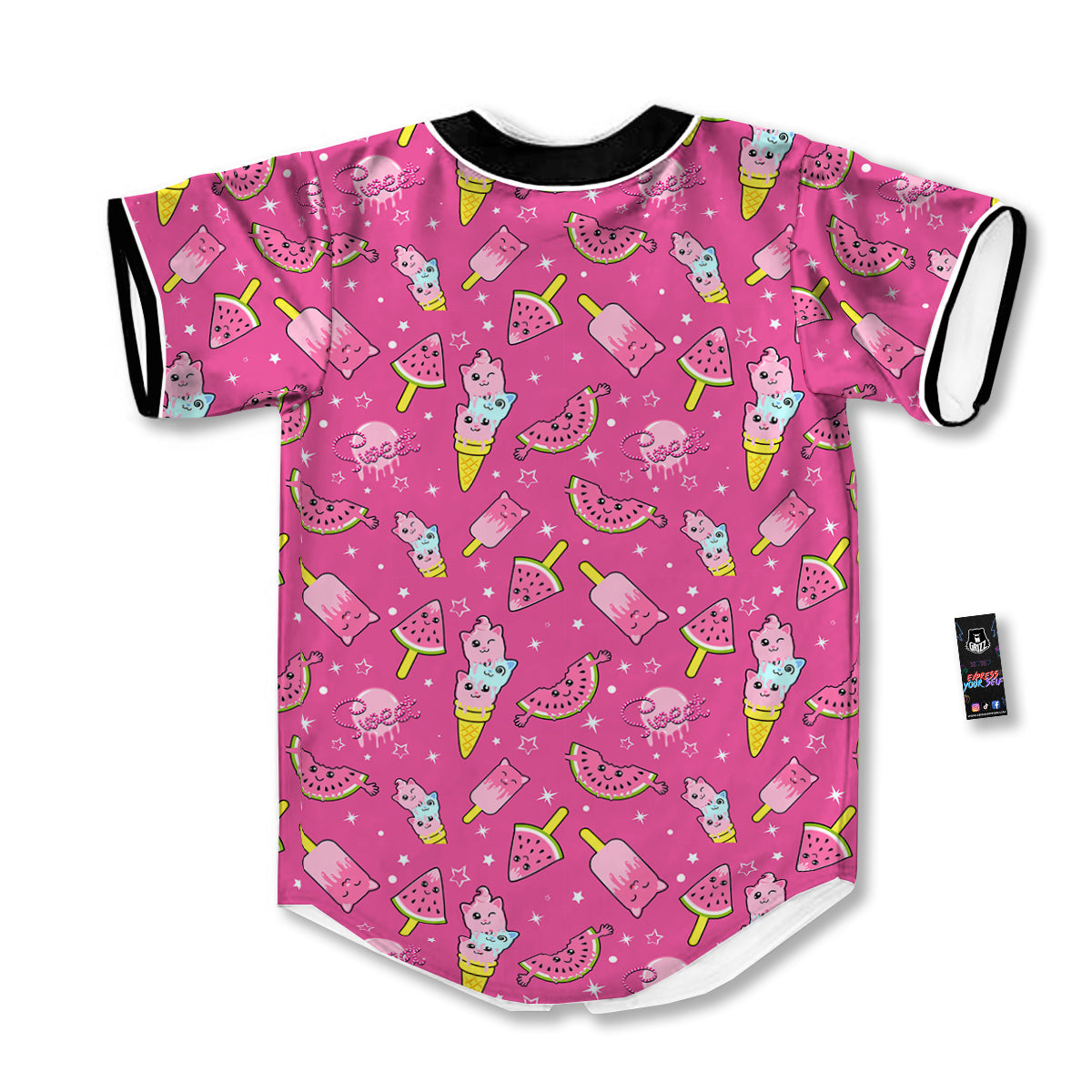 Ice Cream Cute Print Pattern Baseball Jersey-grizzshop