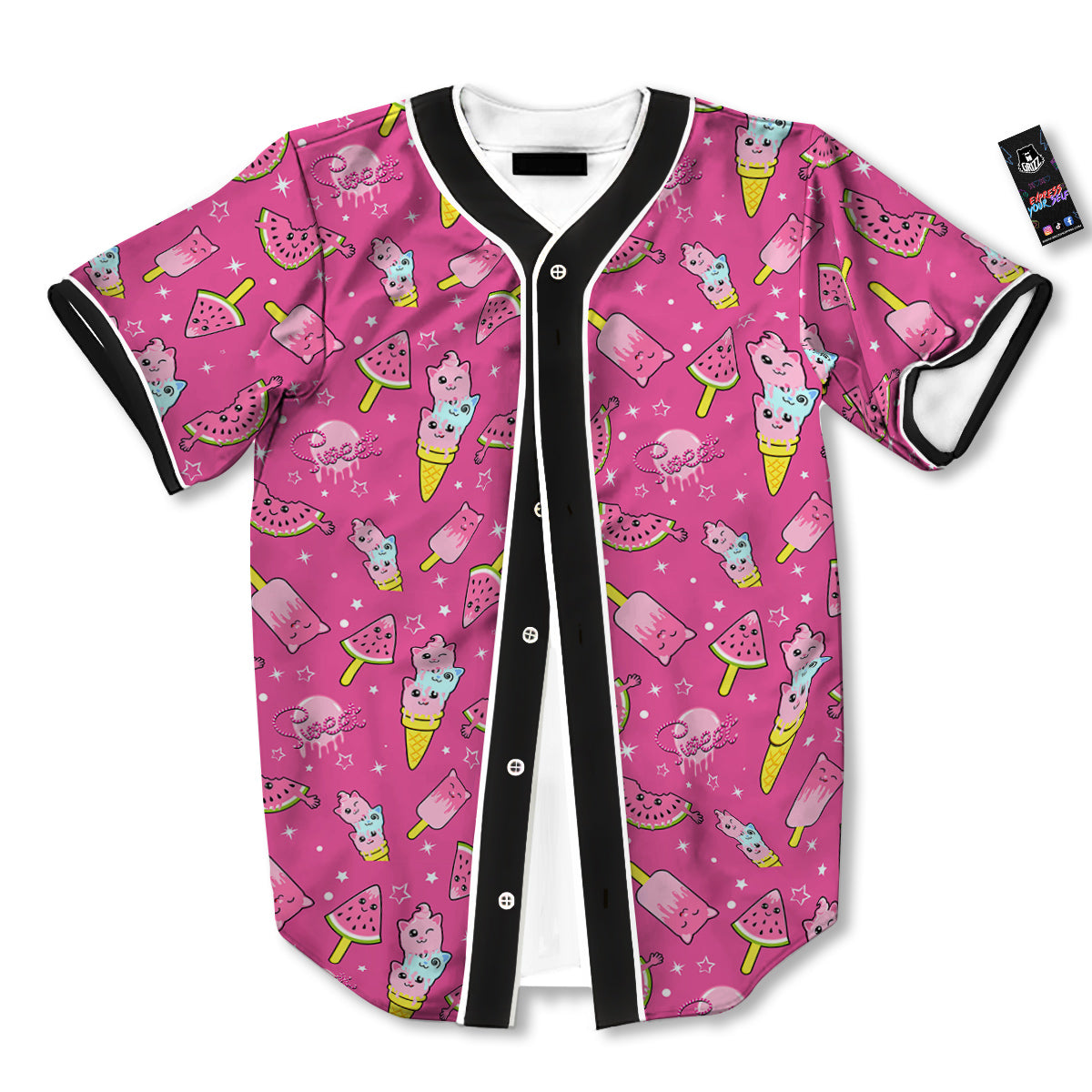 Ice Cream Cute Print Pattern Baseball Jersey-grizzshop