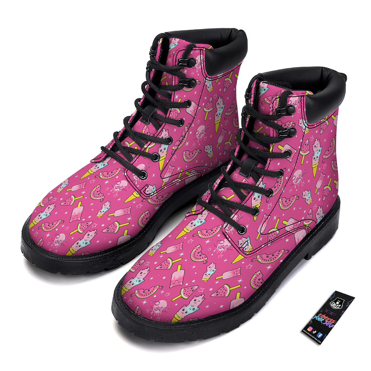 Ice Cream Cute Print Pattern Boots-grizzshop