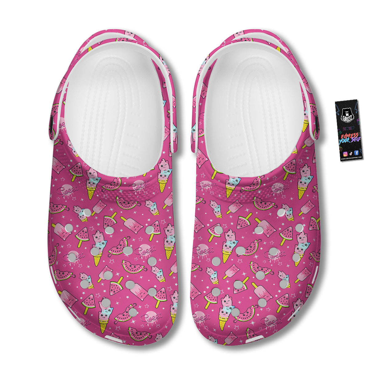 Ice Cream Cute Print Pattern Clog-grizzshop
