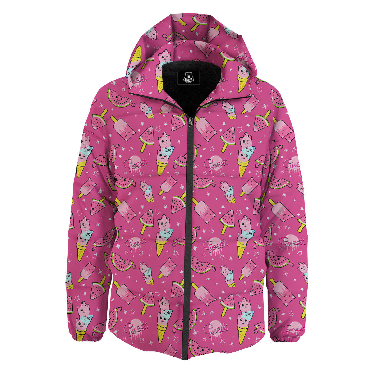Ice Cream Cute Print Pattern Down Jacket-grizzshop