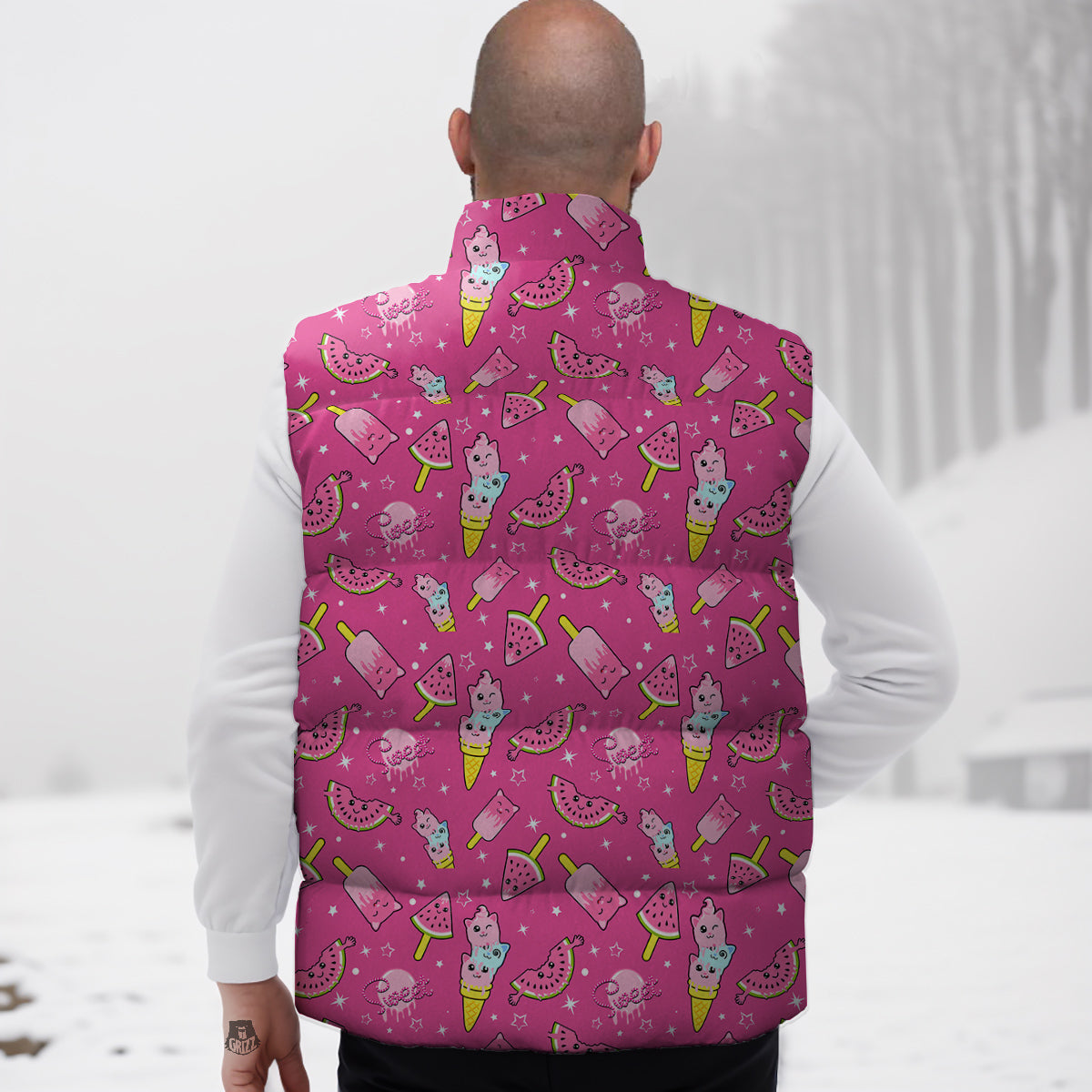 Ice Cream Cute Print Pattern Down Vest-grizzshop