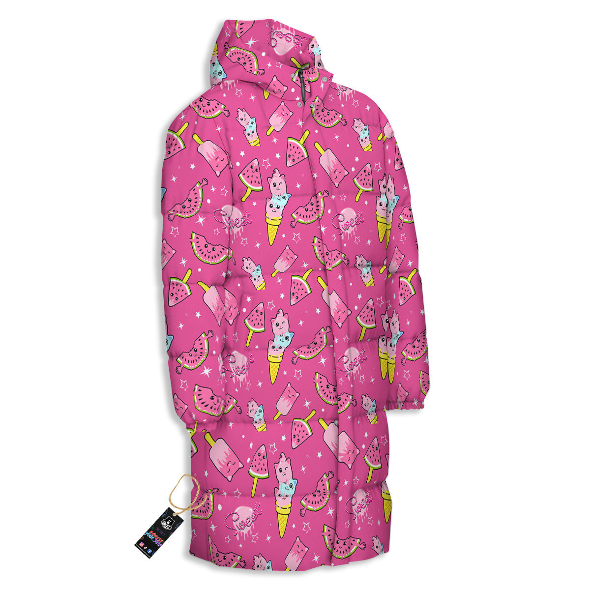 Ice Cream Cute Print Pattern Long Down Jacket-grizzshop