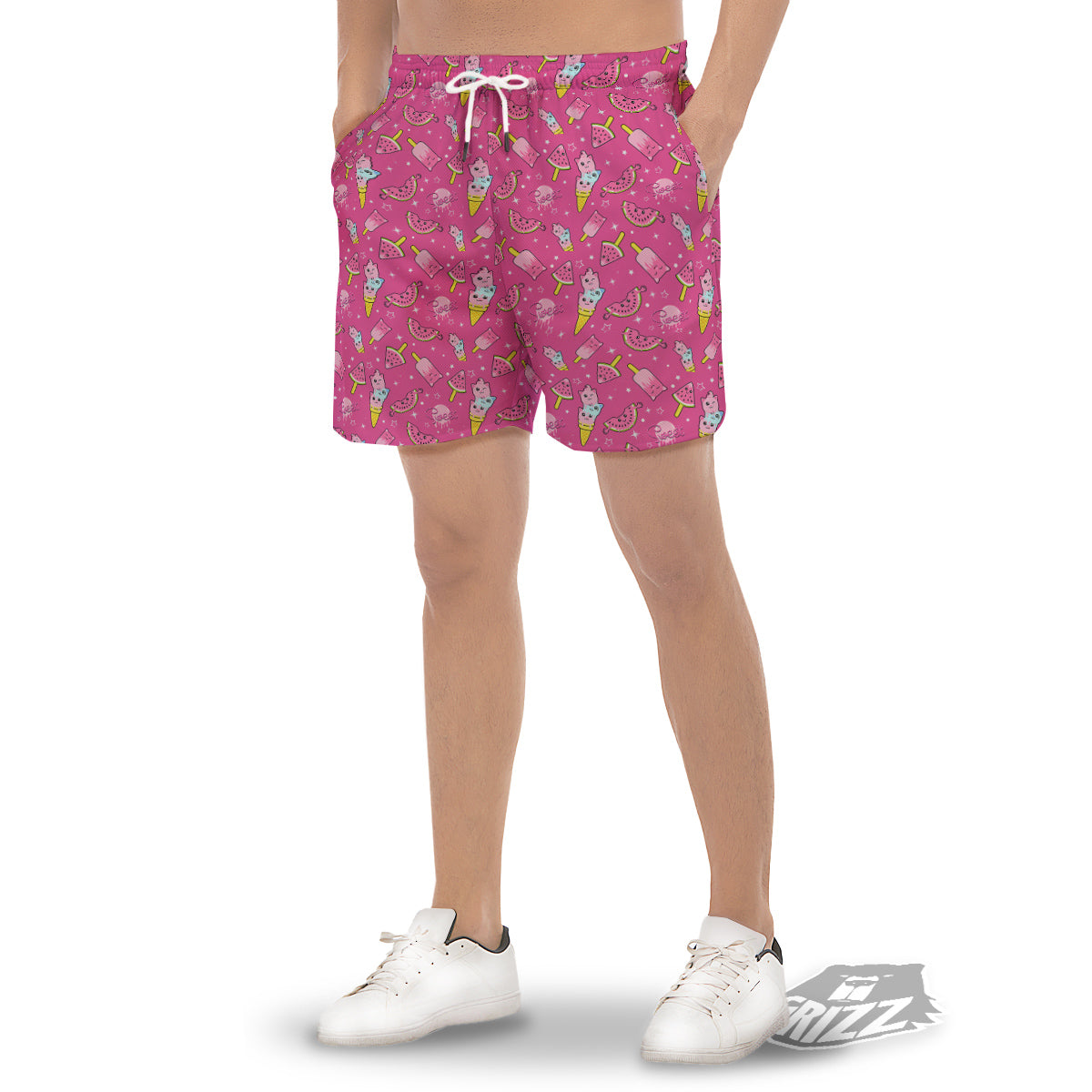 Ice Cream Cute Print Pattern Men's Gym Shorts-grizzshop