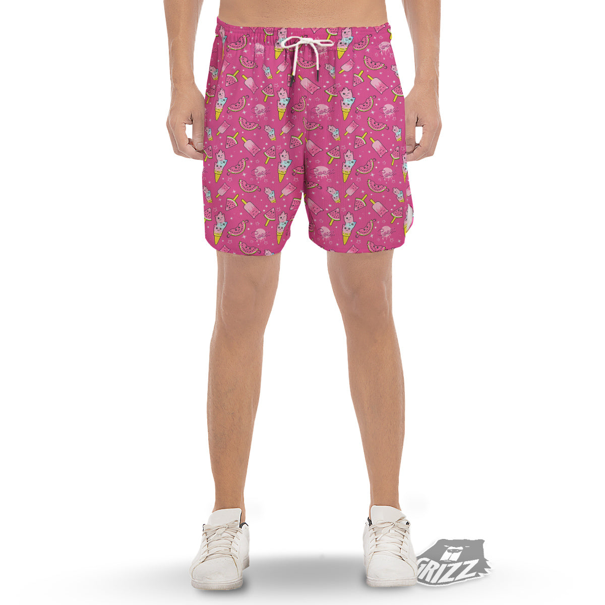 Ice Cream Cute Print Pattern Men's Gym Shorts-grizzshop