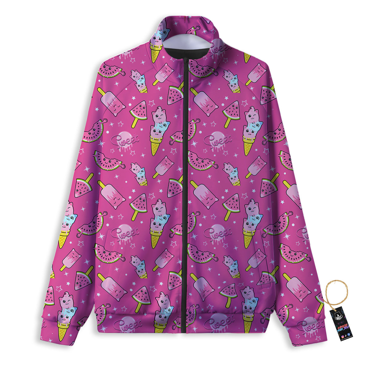 Ice Cream Cute Print Pattern Track Jacket-grizzshop