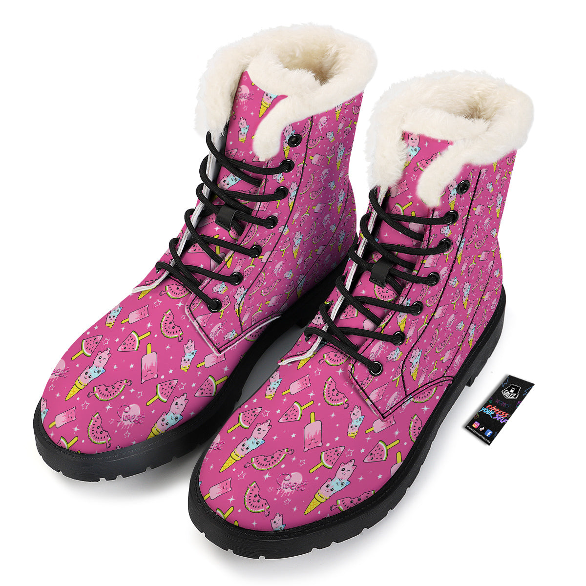 Ice Cream Cute Print Pattern Winter Boots-grizzshop