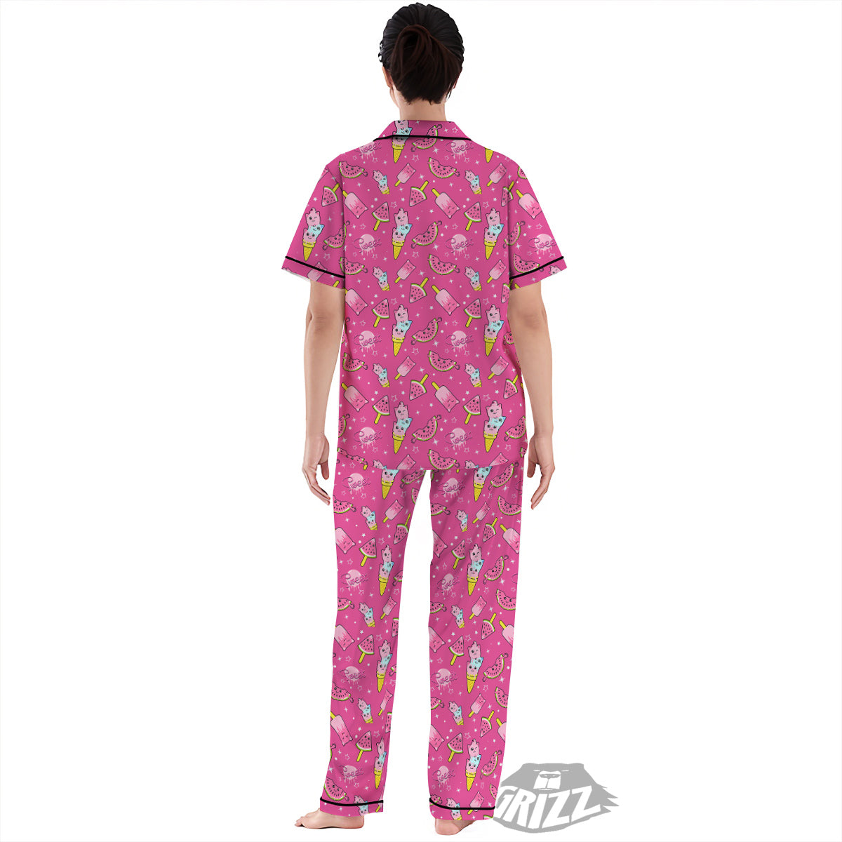 Ice Cream Cute Print Pattern Women's Pajamas Set-grizzshop