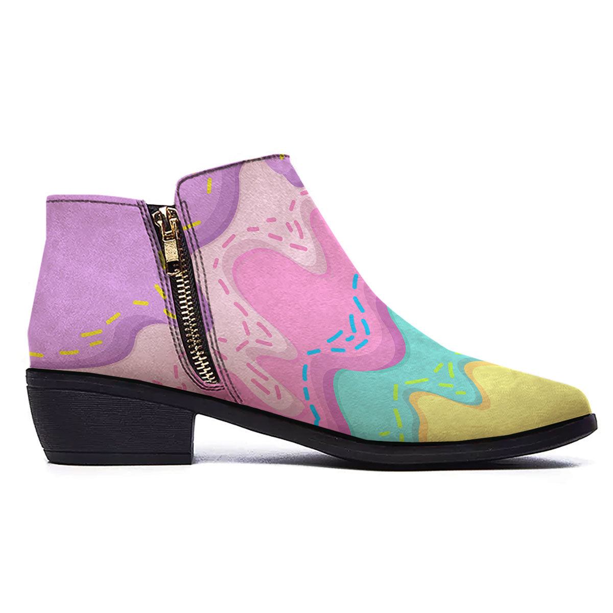 Ice Cream Dripping Pastel Print Ankle Boots-grizzshop