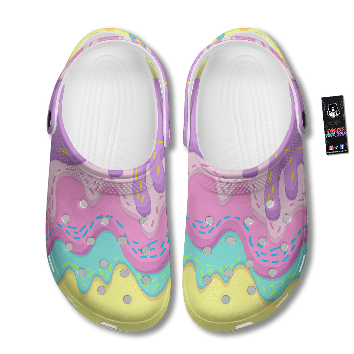 Ice Cream Dripping Pastel Print Clog-grizzshop