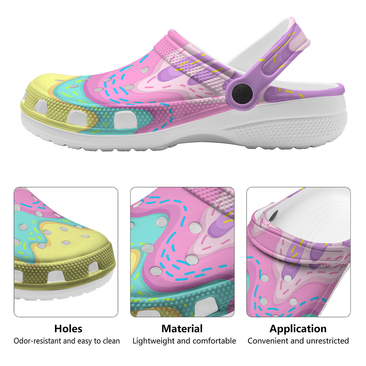 Ice Cream Dripping Pastel Print Clog-grizzshop