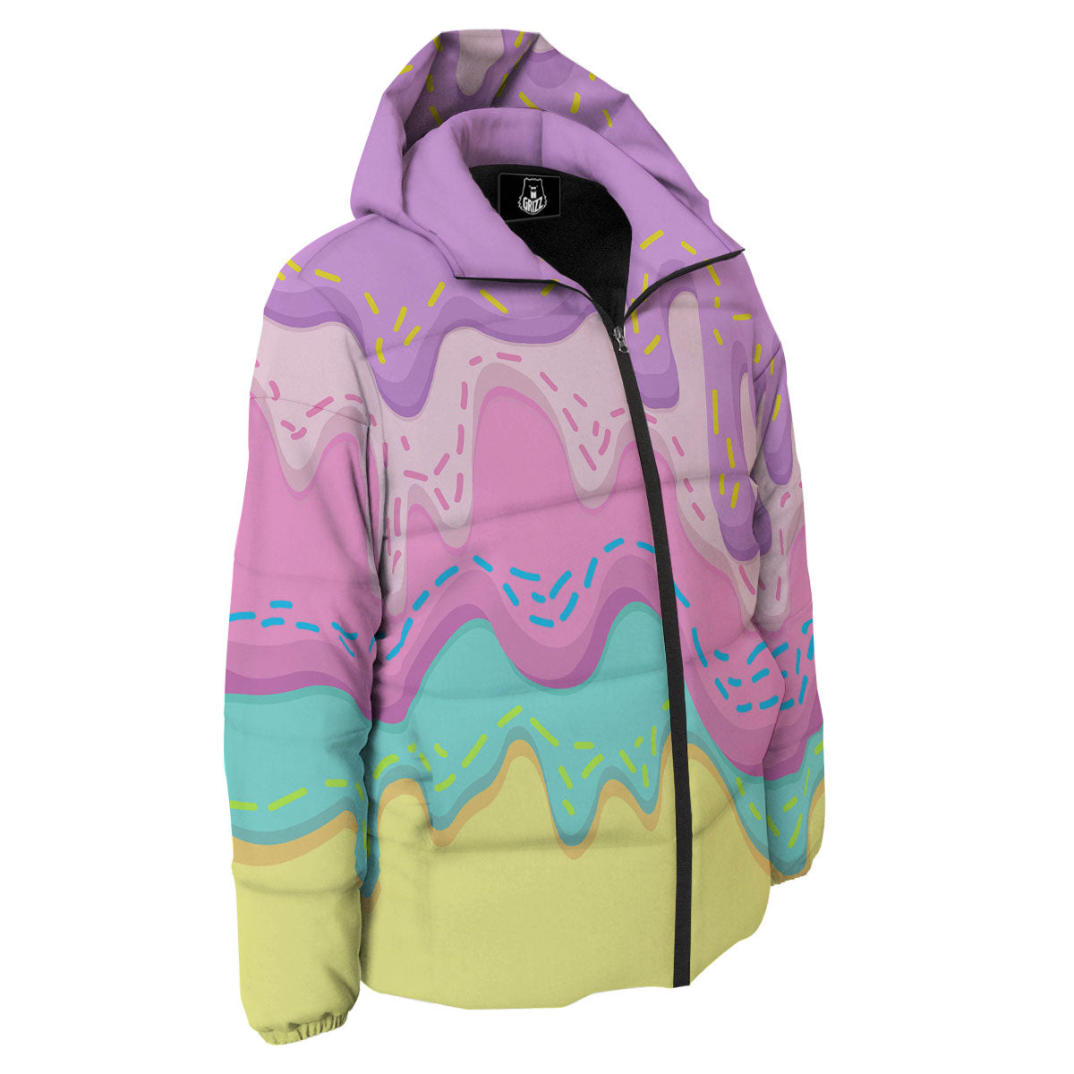 Ice Cream Dripping Pastel Print Down Jacket-grizzshop