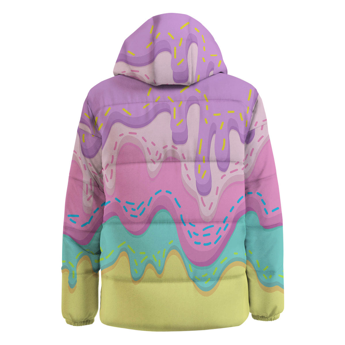 Ice Cream Dripping Pastel Print Down Jacket-grizzshop