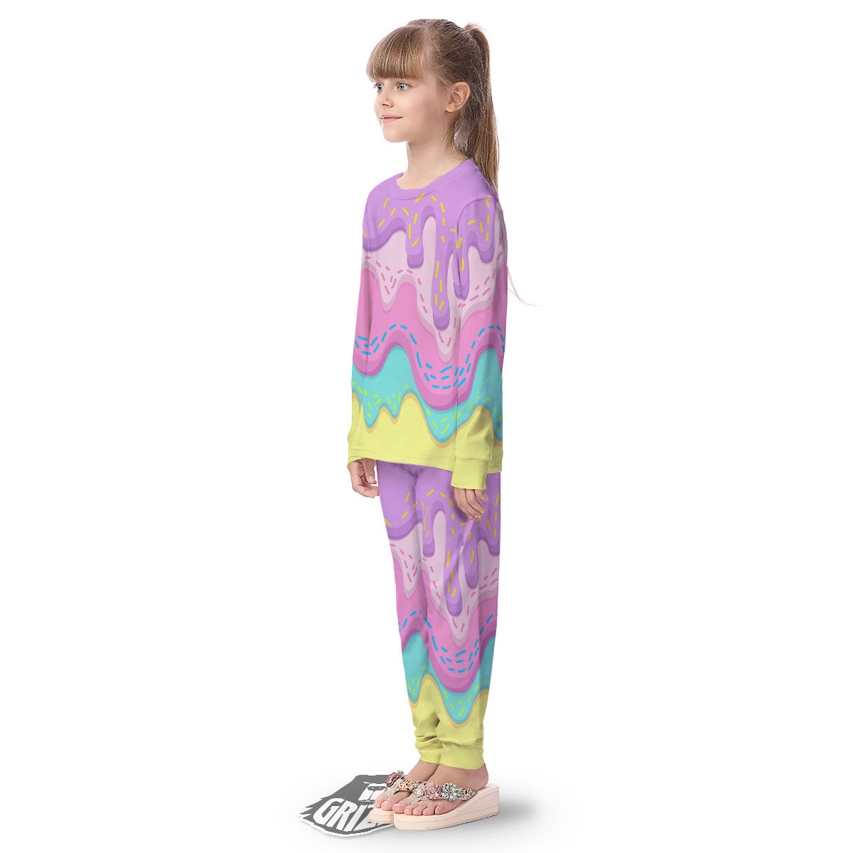 Ice Cream Dripping Pastel Print Kid's Pajamas-grizzshop