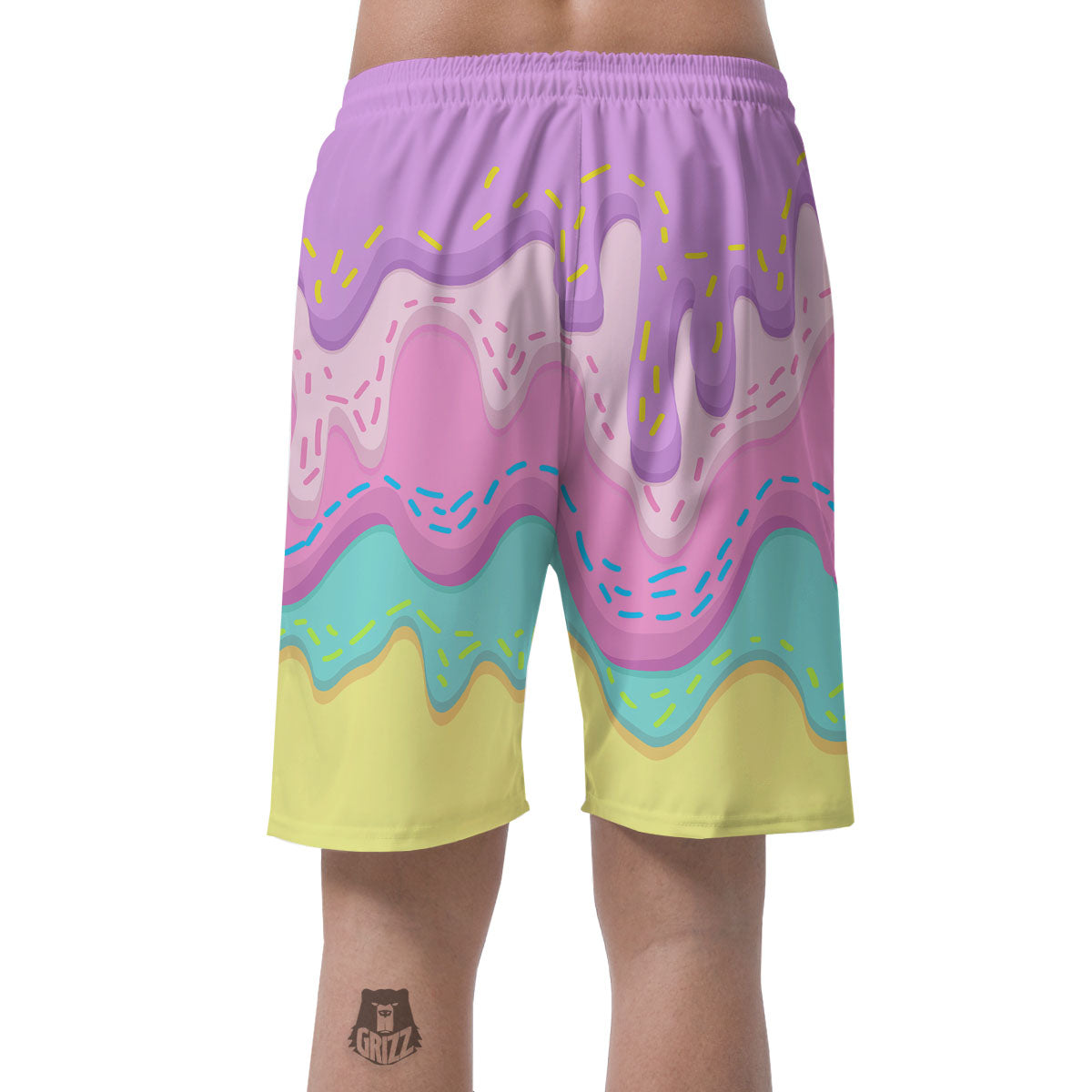 Ice Cream Dripping Pastel Print Men's Shorts-grizzshop
