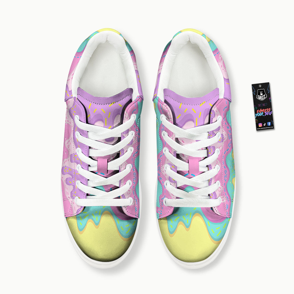 Ice Cream Dripping Pastel Print Platform Shoes-grizzshop