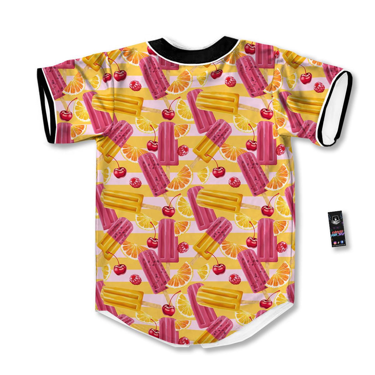 Ice Cream Fruits And Berries Print Pattern Baseball Jersey-grizzshop