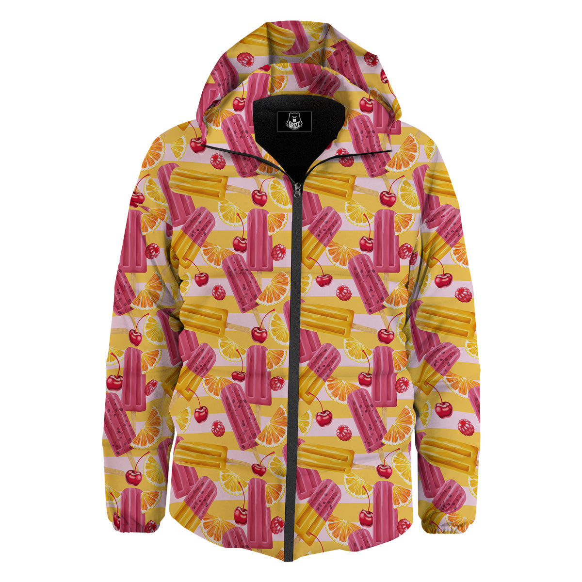 Ice Cream Fruits And Berries Print Pattern Down Jacket-grizzshop