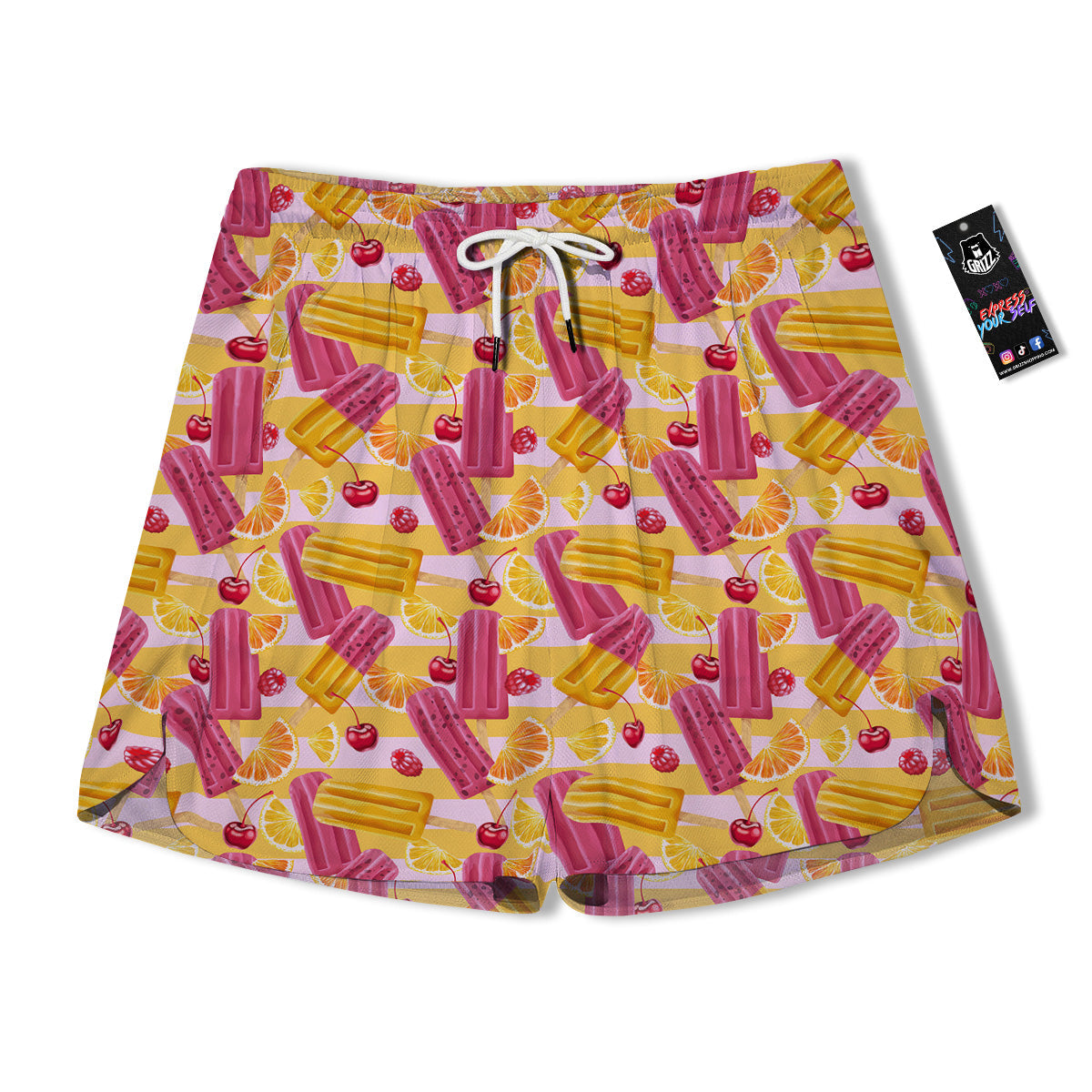 Ice Cream Fruits And Berries Print Pattern Men's Running Shorts-grizzshop