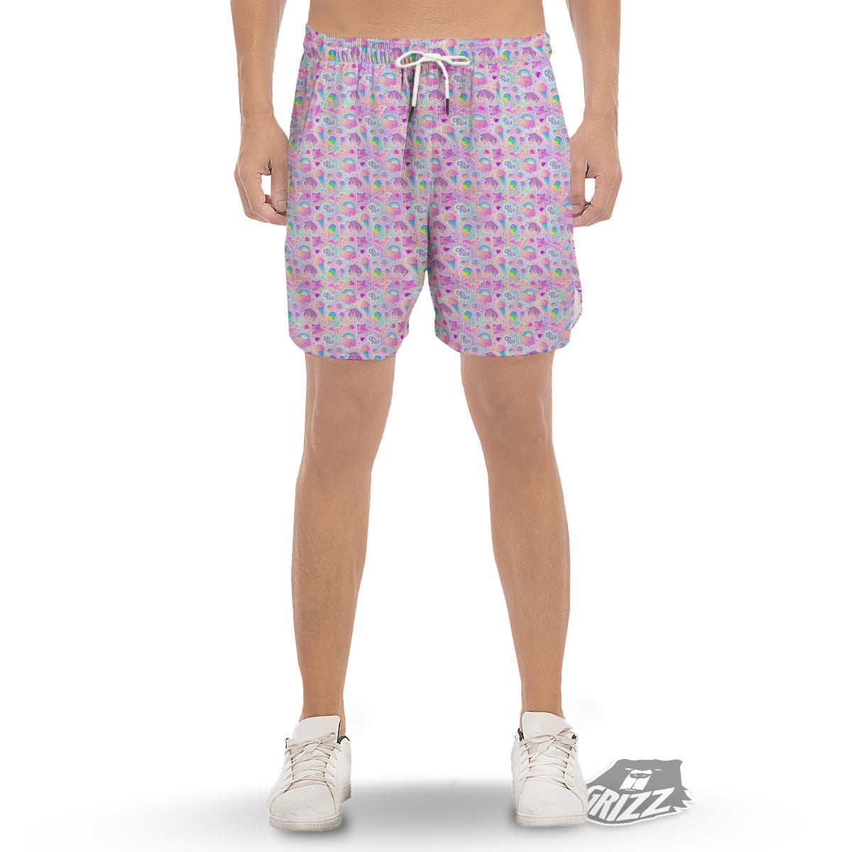 Ice Cream Girly Unicorn Print Pattern Men's Gym Shorts-grizzshop