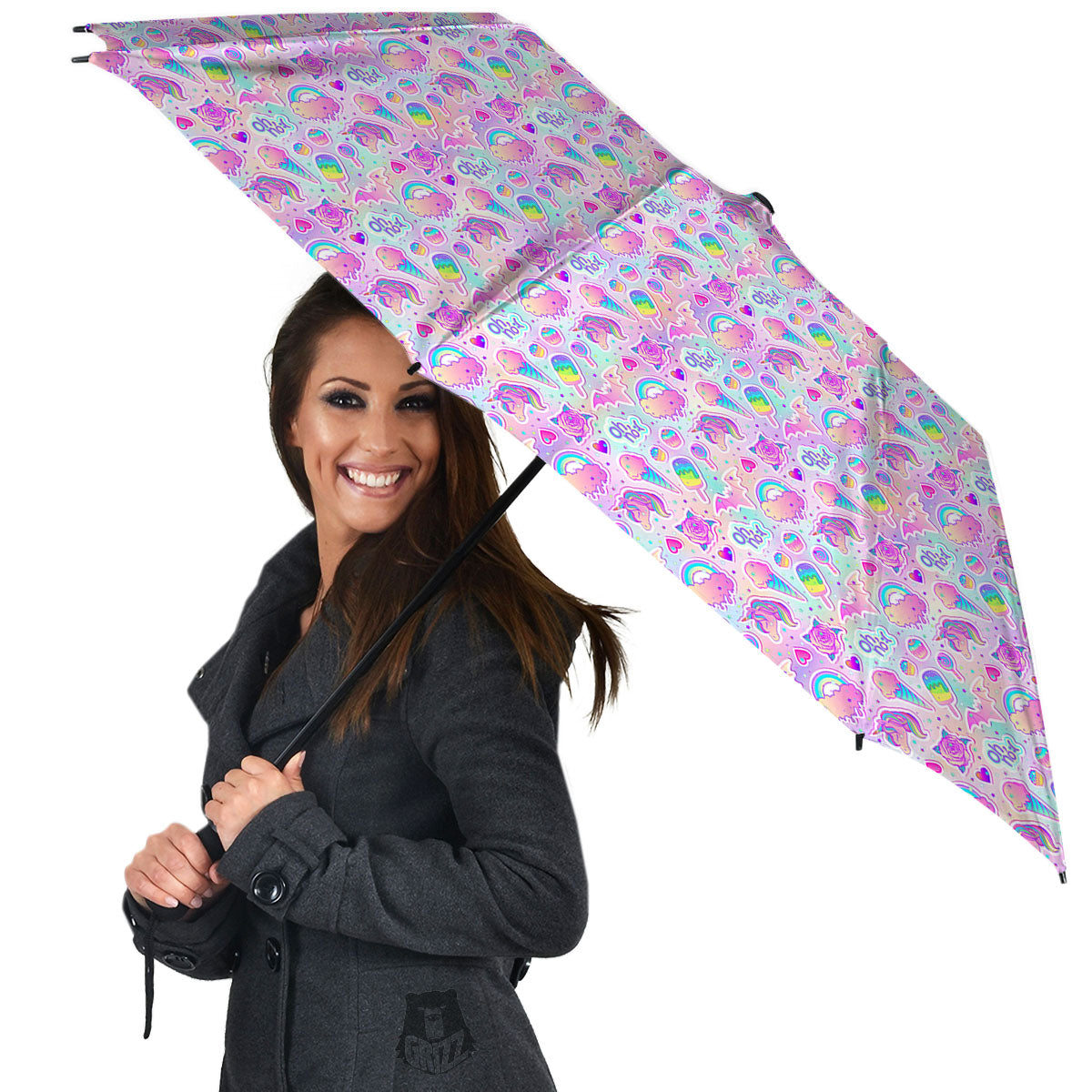 Ice Cream Girly Unicorn Print Pattern Umbrella-grizzshop