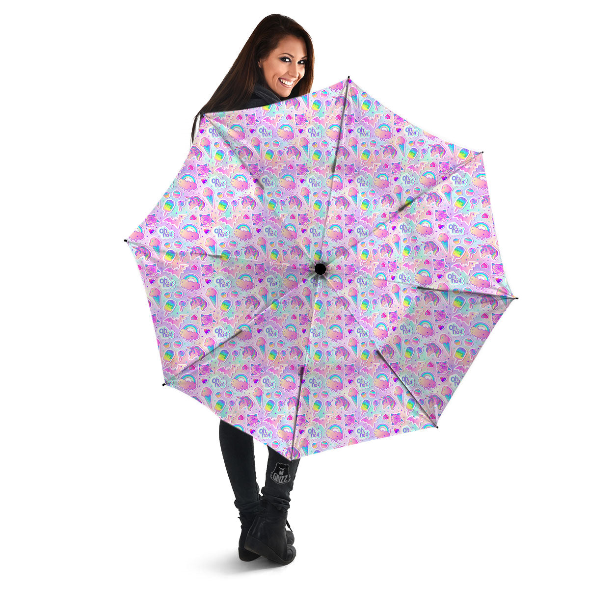 Ice Cream Girly Unicorn Print Pattern Umbrella-grizzshop